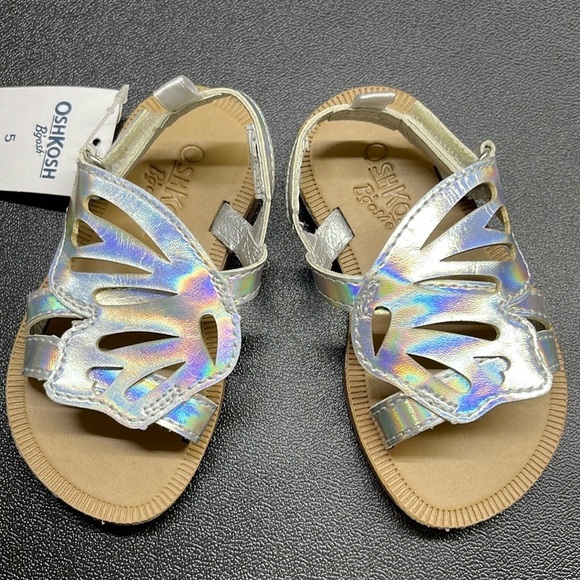 OshKosh B'gosh Other - NWT Oshkosh Metallic Silver Butterfly Sandals  size 5